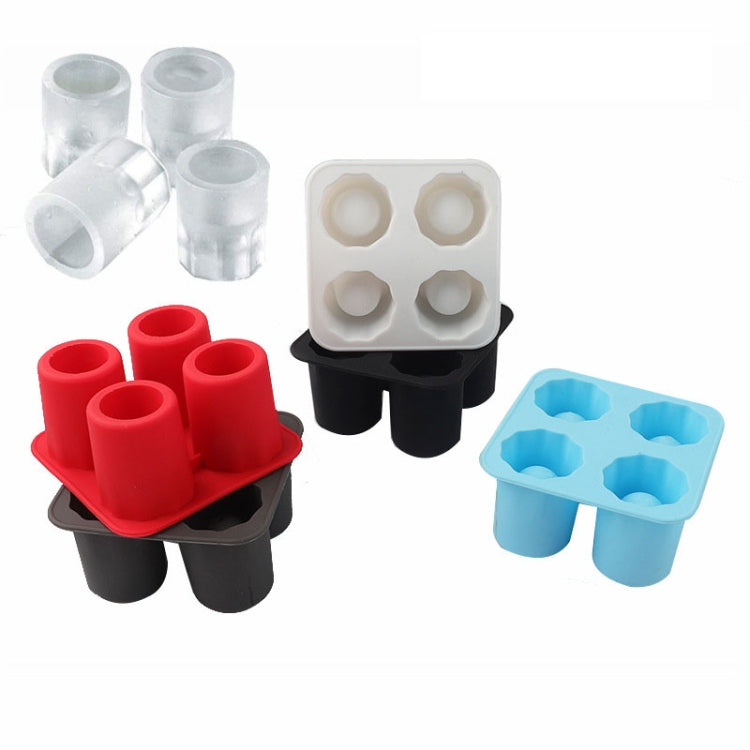 Four Hole Ice Cup Silicone Mold Compartment Cylindrical Coke Whiskey Ice Cube Maker Mold(Red) - Food Molds by PMC TechLife | Online Shopping South Africa | PMC TechLife