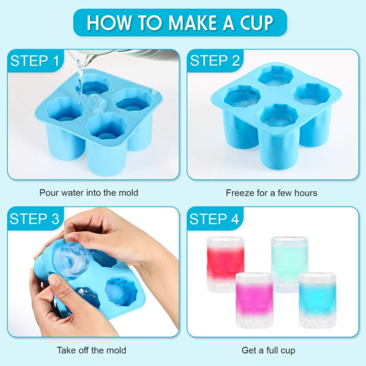 Four Hole Ice Cup Silicone Mold Compartment Cylindrical Coke Whiskey Ice Cube Maker Mold(Red) - Food Molds by PMC TechLife | Online Shopping South Africa | PMC TechLife