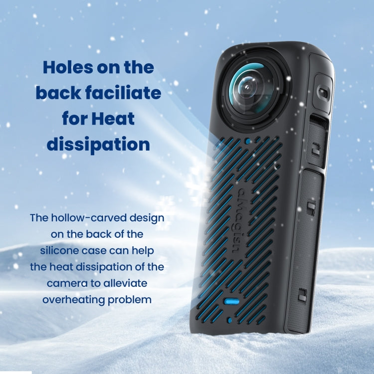 For Insta360 X4 AMagisn Silicone Protective Cover Body Case Gray - free shipping - PMC TechLife - Order now!