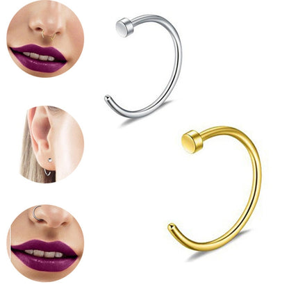 5pcs Stainless Steel Nose Ring Without Hole C-Shape Nose Staple Lip Band Earrings, Size: 1.0 x 8+2(Gold) - Stud Earrings & Earrings by PMC Jewellery | Online Shopping South Africa | PMC Jewellery | Buy Now Pay Later Mobicred