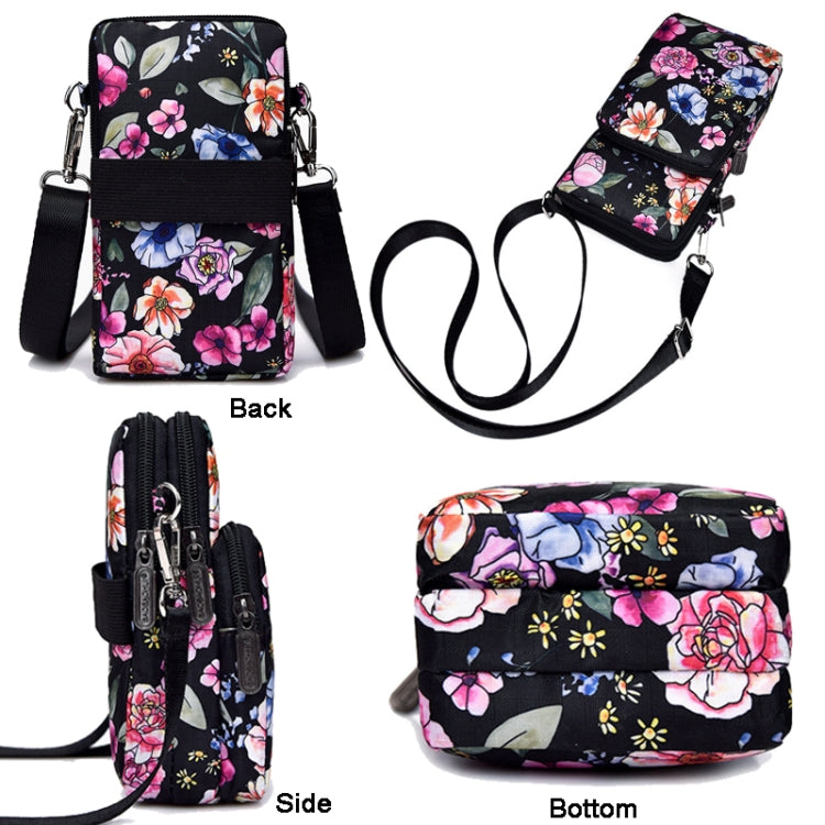 Printed Crossbody Mobile Phone Bag Mini Wallet With Arm Band, Style: Deep Blue Rose - Single-shoulder Bags by PMC TechLife | Online Shopping South Africa | PMC TechLife | Buy Now Pay Later Mobicred