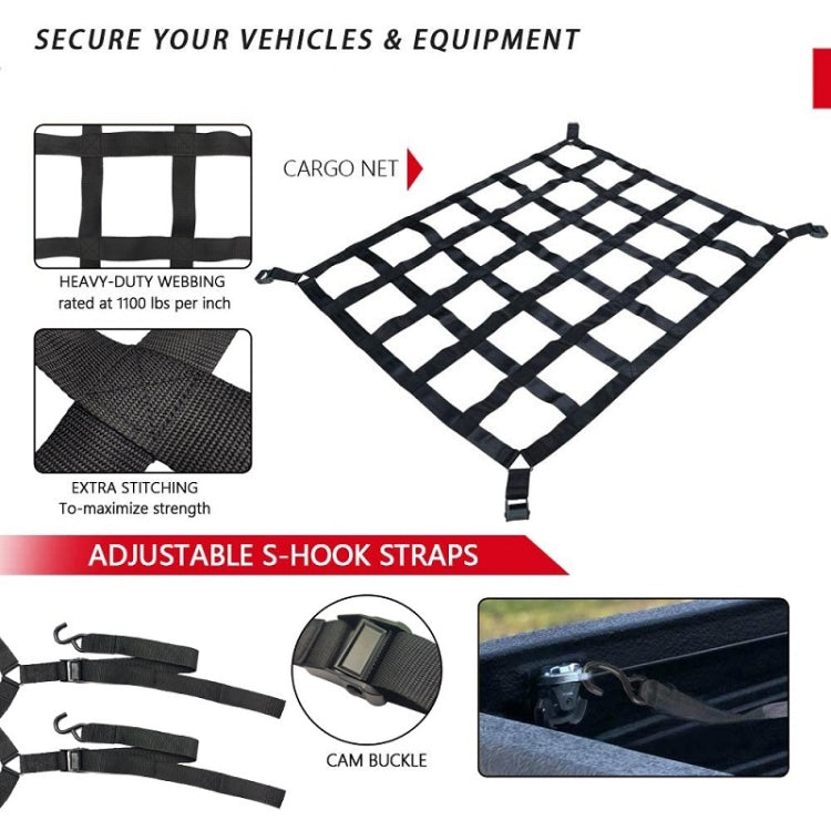 167x127cm Truck Bed Cargo Net Pickup Bed Netting Strap - Stowing Tidying by PMC TechLife | Online Shopping South Africa | PMC TechLife | Buy Now Pay Later Mobicred