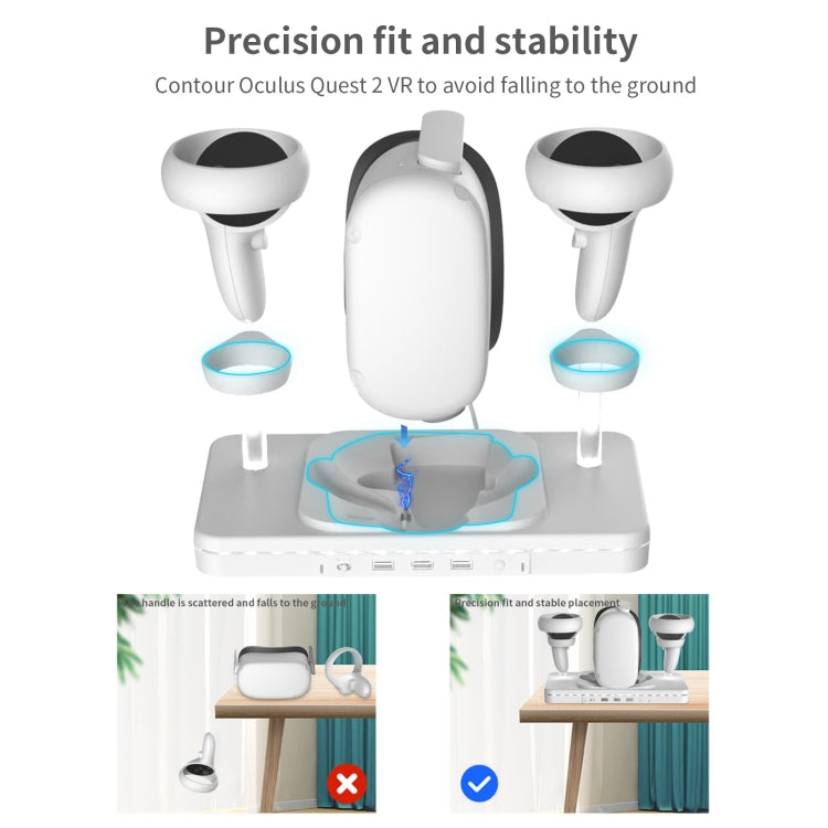 For Meta Quest 2 Desktop Bracket VR Glasses Wireless Charger Colorful Light Emitting Base(White) - VR Accessories by PMC TechLife | Online Shopping South Africa | PMC TechLife | Buy Now Pay Later Mobicred