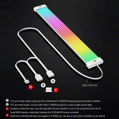 AOSOR AL300 Computer Glow Line ARGB Neon Cable Motherboard Chassis Light Strip Light Board Decoration(White) - PCIE Cable by AOSOR | Online Shopping South Africa | PMC Jewellery | Buy Now Pay Later Mobicred