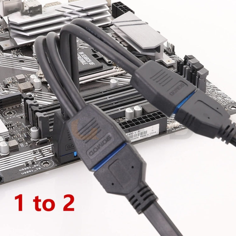 21cm Computer Motherboard 19 Pin USB3.0 One To Two Extension Cable - USB 3.0 by PMC Jewellery | Online Shopping South Africa | PMC Jewellery | Buy Now Pay Later Mobicred