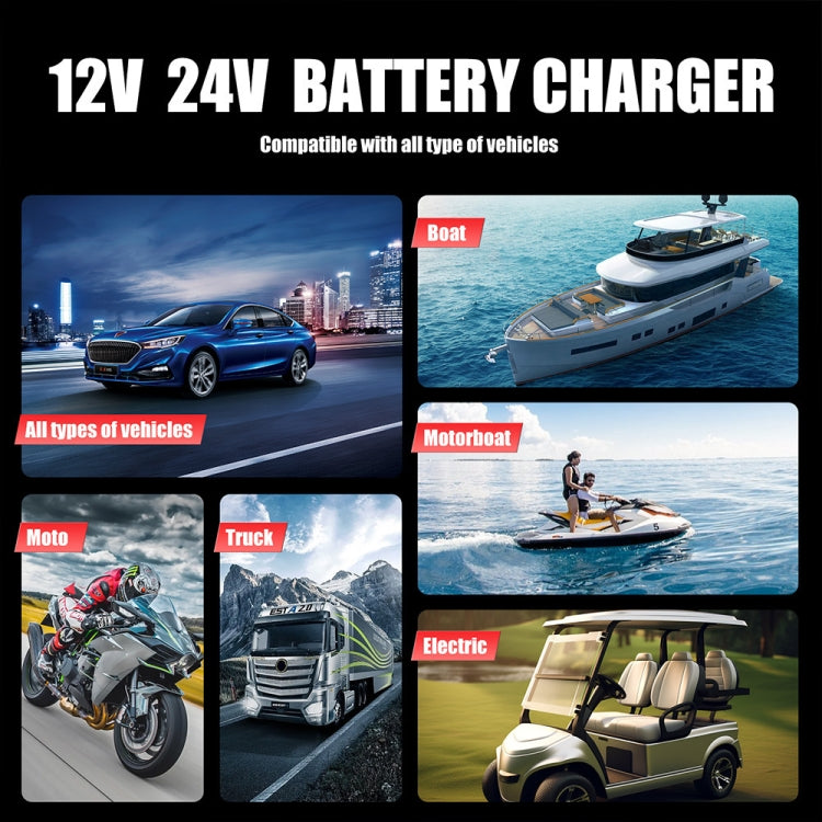 FOXSUR 25A 12V/24V Portable High-Power Car Ship Motorcycle Charger(EU Plug) - Battery Charger by FOXSUR | Online Shopping South Africa | PMC Jewellery | Buy Now Pay Later Mobicred