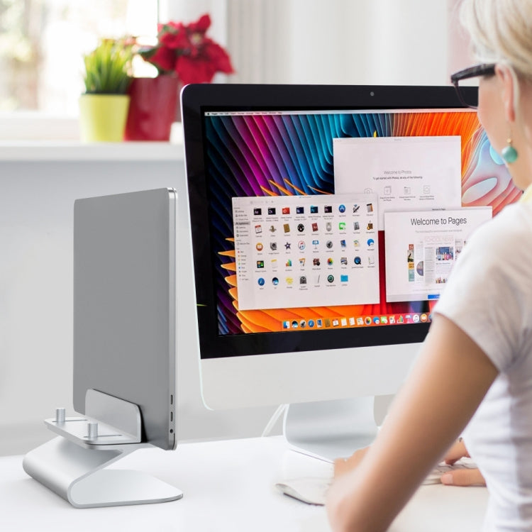 AhaStyle ST07 Laptop Stand Tablet Vertical Aluminum Desktop Storage Base(Silver) - free shipping - PMC Jewellery - Order now!