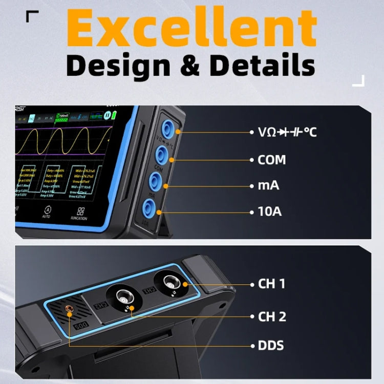FNIRSI 2C53P Dual Channel Flat Panel Digital Oscilloscope Multimeter Signal Generator 3 In 1(Black) - free shipping - PMC TechLife - Order now!