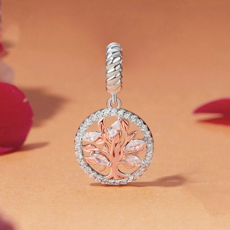 S925 Sterling Silver Rose Gold Tree Of Life Pendant DIY Beads(BSC1007) - Jewelry Accessories by PMC Jewellery | Online Shopping South Africa | PMC Jewellery | Buy Now Pay Later Mobicred