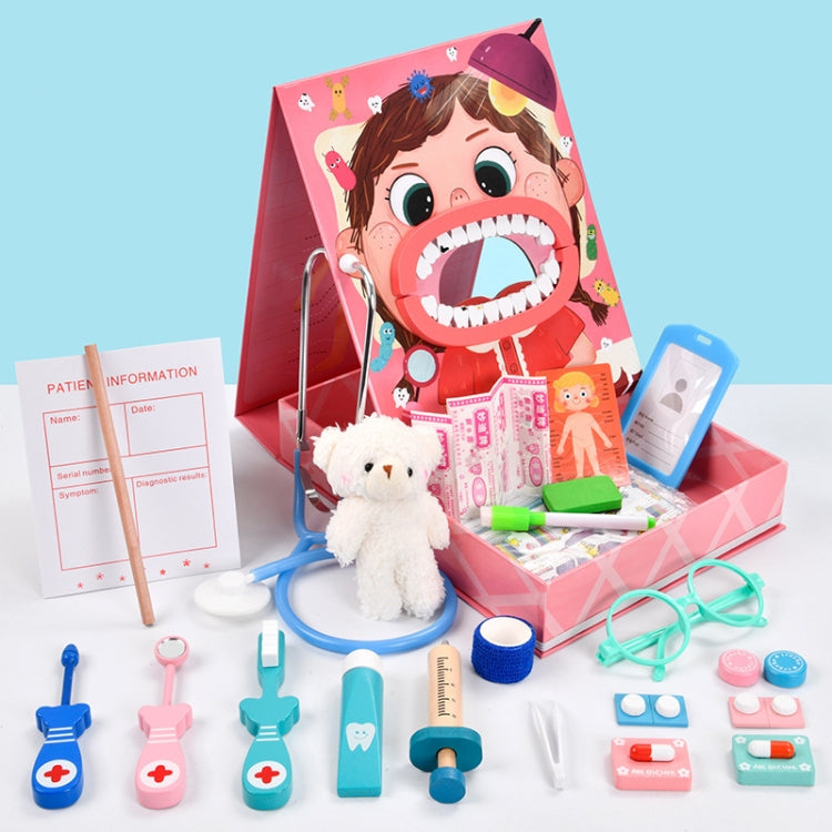 Wooden Children Oral Dentistry Simulation Dentist Set Pretend Play Medical Toy, Color: Basic Model Pink - Pretend Play Toys by PMC Jewellery | Online Shopping South Africa | PMC Jewellery | Buy Now Pay Later Mobicred