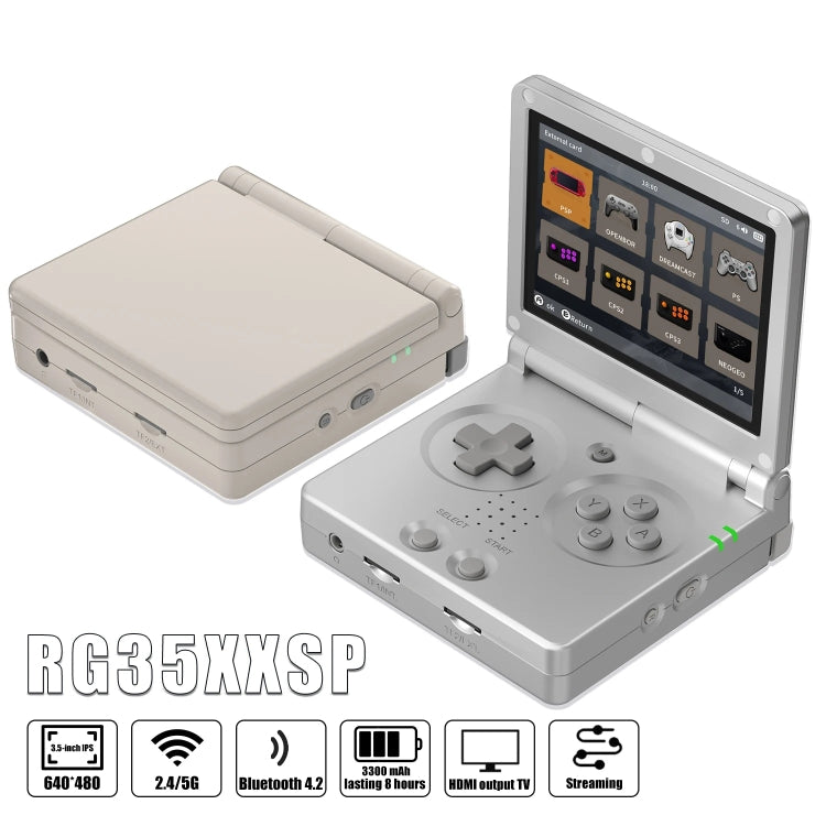 ANBERNIC RG35XXSP 3.5'' IPS Screen Flip Handheld Console Linux System WIFI Retro Video Game Player  64G+128G(Silver) - Pocket Console by ANBERNIC | Online Shopping South Africa | PMC Jewellery | Buy Now Pay Later Mobicred