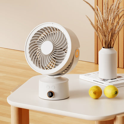 WT-F70  Oscillating Desk Fan  3-Speed Digital  Display, 4-Hour Timer, Adjustable Tilt Angle, Built-In 4000 MAh Battery(White) - Electric Fans by PMC Jewellery | Online Shopping South Africa | PMC Jewellery | Buy Now Pay Later Mobicred