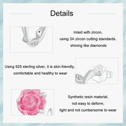 S925 Sterling Silver Ultraviolet Color-Changing Rose Earrings(SCE1729) - Stud Earrings & Earrings by PMC Jewellery | Online Shopping South Africa | PMC Jewellery | Buy Now Pay Later Mobicred