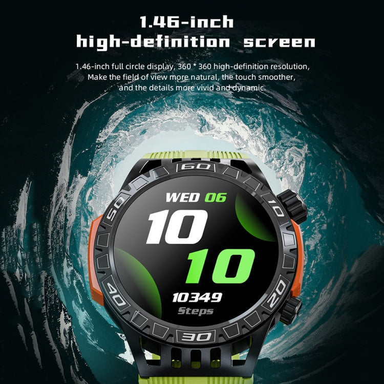 LOKMAT ZEUS6 PRO 1.46-Inch IP68 Waterproof SOS Flashlight Bluetooth Smart Watch(Yellow Green) - Smart Watches by LOKMAT | Online Shopping South Africa | PMC Jewellery | Buy Now Pay Later Mobicred