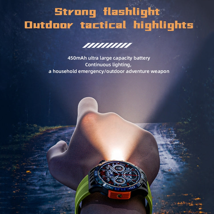 LOKMAT ZEUS6 PRO 1.46-Inch IP68 Waterproof SOS Flashlight Bluetooth Smart Watch(Yellow Green) - Smart Watches by LOKMAT | Online Shopping South Africa | PMC Jewellery | Buy Now Pay Later Mobicred