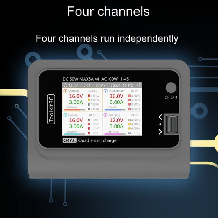ToolkitRC Q4AC Four-Channel Airplanes And Drones Model Li-Po Battery Balance Charger(US Plug) - Charger by ToolkitRC | Online Shopping South Africa | PMC Jewellery | Buy Now Pay Later Mobicred