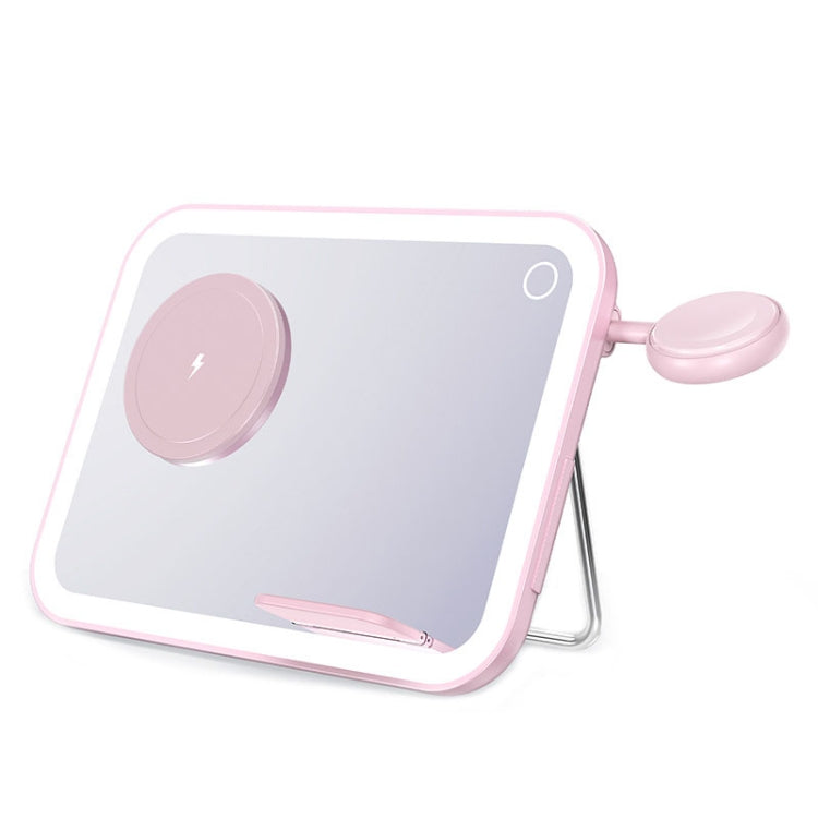 15W 3-in-1 MagSafe Magnetic Folding LED Makeup Mirror Night Light Wireless Charger(Pink) - Wireless Charger by PMC Jewellery | Online Shopping South Africa | PMC Jewellery | Buy Now Pay Later Mobicred