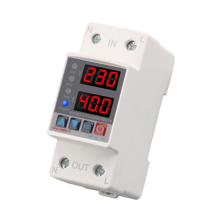 SINOTIMER SVP-718 40A Adjustable Self-resetting Intelligent Over-voltage and Under-voltage Protector 220V AC - Other Tester Tool by SINOTIMER | Online Shopping South Africa | PMC Jewellery | Buy Now Pay Later Mobicred