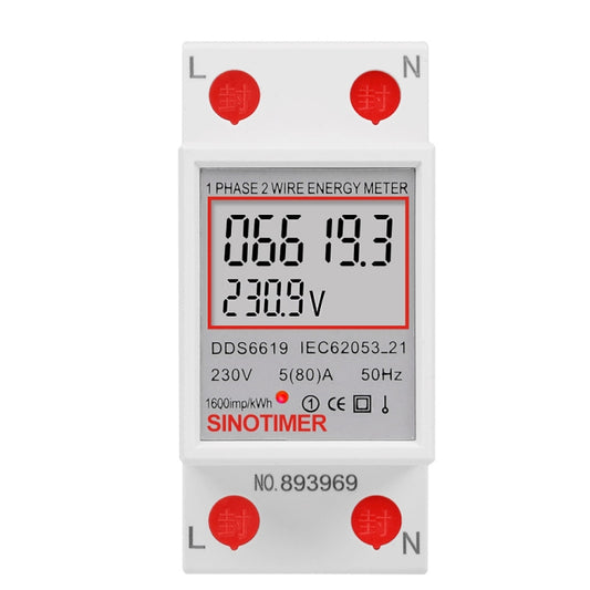 SINOTIMER  DDS6619 80A 230V Din Rail Single Phase Energy Meter Voltage Current Power Meter Without Backlight - Other Tester Tool by SINOTIMER | Online Shopping South Africa | PMC Jewellery | Buy Now Pay Later Mobicred