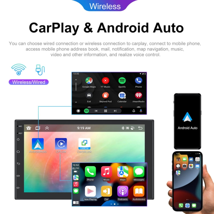 7inch Android 13.0 Dual Butt Universal Wireless Carplay Car Navigation Center Control All-In-One Monitor(Standard+AHD Camera) - Car MP3 & MP4 & MP5 by PMC Jewellery | Online Shopping South Africa | PMC Jewellery | Buy Now Pay Later Mobicred