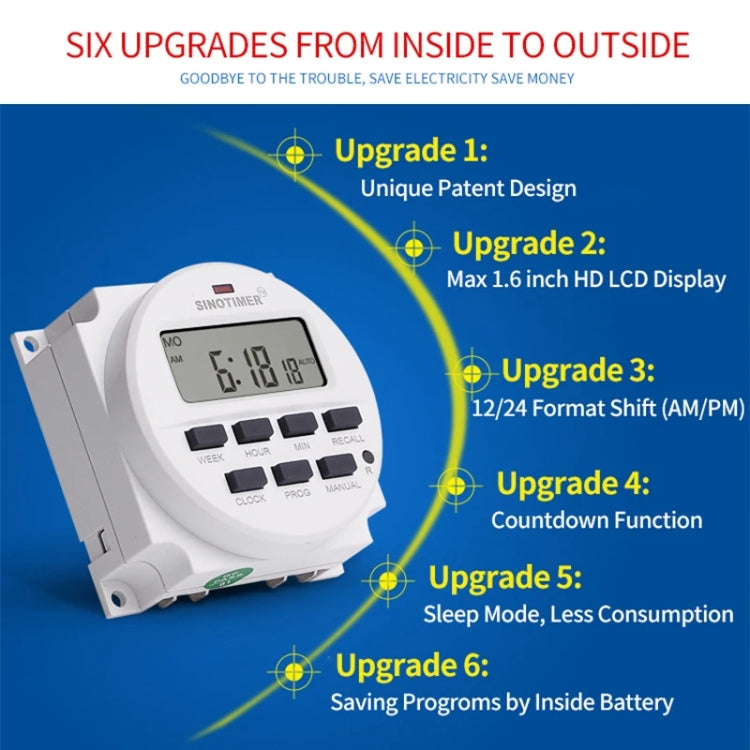 SINOTIMER TM618N-1 110V 7 Days Weekly Programmable Digital Electronic Timer Switch - Switch by SINOTIMER | Online Shopping South Africa | PMC Jewellery | Buy Now Pay Later Mobicred