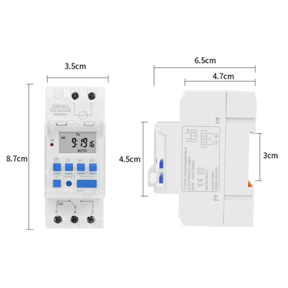 SINOTIMER TM919AK 85-265V AC 16A Din Rail Mount Digital Timer Switch Microcomputer Weekly Programmable Time Relay Control - Switch by SINOTIMER | Online Shopping South Africa | PMC Jewellery | Buy Now Pay Later Mobicred