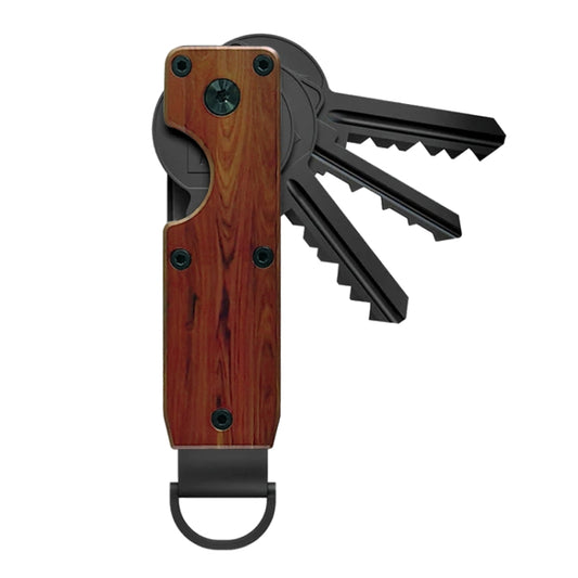 Compact Key Organizer Metal Key Chain Can Hold 2-6 Keys Wood Grain - Key Rings by PMC Jewellery | Online Shopping South Africa | PMC Jewellery | Buy Now Pay Later Mobicred