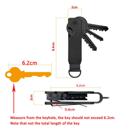 Compact Key Organizer Metal Key Chain Can Hold 2-6 Keys Black Forged Carbon - Key Rings by PMC Jewellery | Online Shopping South Africa | PMC Jewellery | Buy Now Pay Later Mobicred