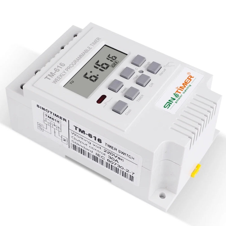 SINOTIMER TM616W-2 220V 30A Weekly Programmable Digital Timer Switch Relay Control - free shipping - PMC TechLife - Order now!