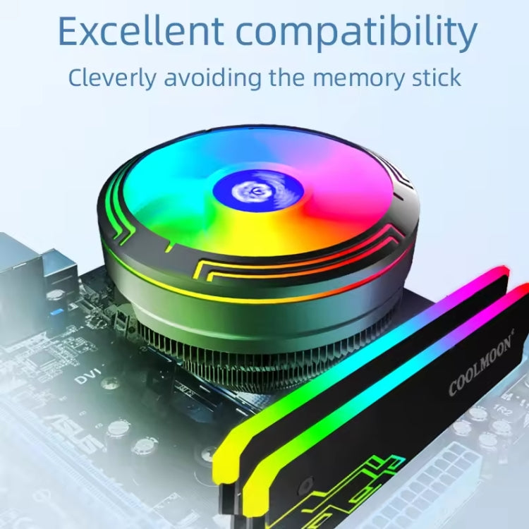 COOLMOON Ice Blade W120 LED Colorful Light 4Pin Cooler Desktop CPU Cooling Fan - free shipping - PMC Jewellery - Order now!