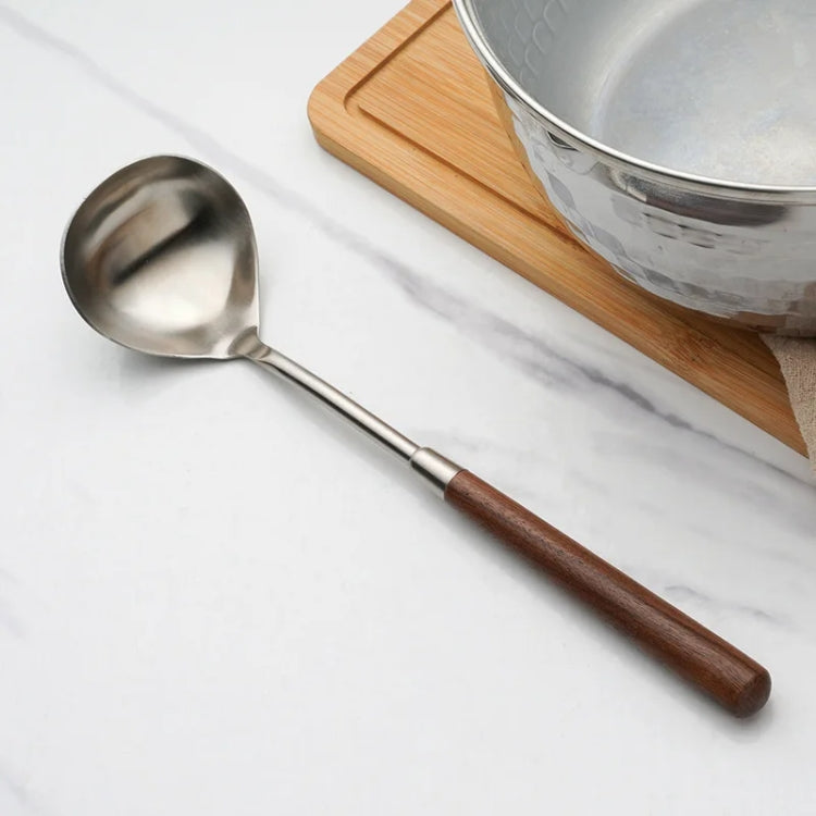 304 Stainless Steel Walnut Handle Cooking Tools Home Restaurant Kitchen Gadgets, Style: Soup Spoon - Cooking Tools by PMC TechLife | Online Shopping South Africa | PMC TechLife | Buy Now Pay Later Mobicred
