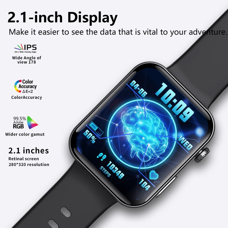 F300  2.1-Inch Screen Smart Watch Supports Bluetooth Calls/ECG/Blood Composition Analysis/50+ Sports Modes, Color: Black Silicone - Smart Watches by PMC Jewellery | Online Shopping South Africa | PMC Jewellery | Buy Now Pay Later Mobicred