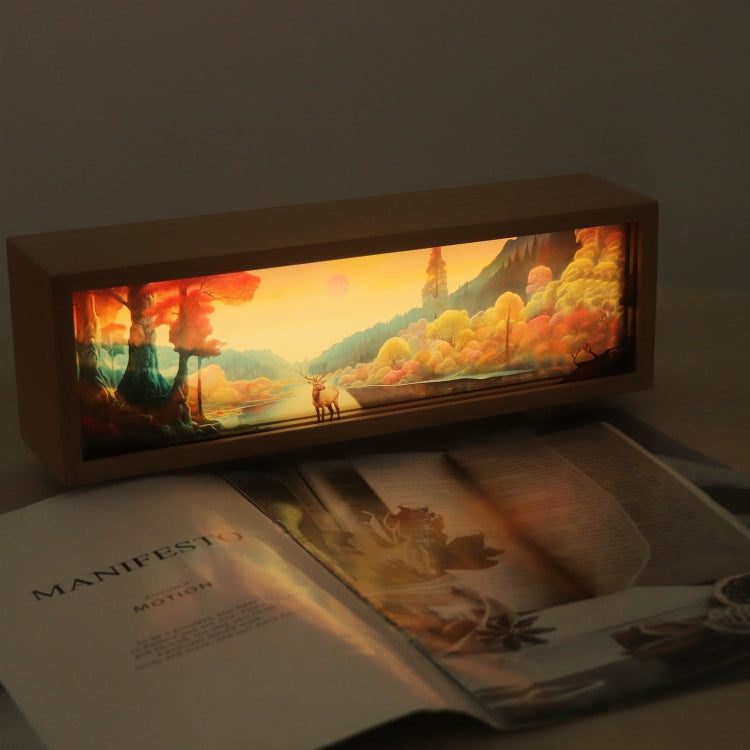 Warm Light Touch Control Wooden Acrylic Atmosphere Lightbox Decoration Painting Night Light(Beech) - free shipping - PMc TechLife - Order now!