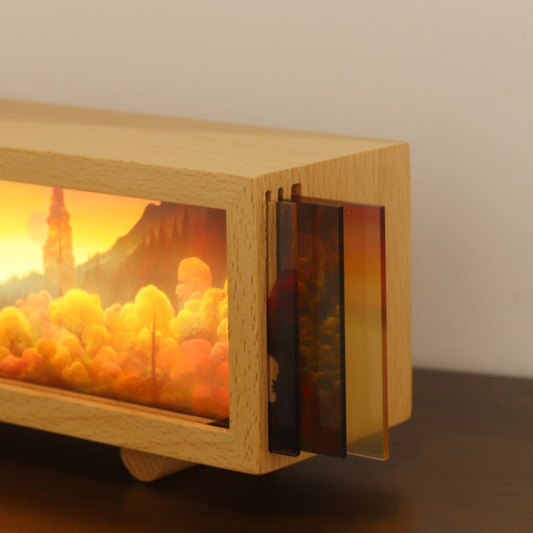 Warm Light Touch Control Wooden Acrylic Atmosphere Lightbox Decoration Painting Night Light(Beech) - free shipping - PMc TechLife - Order now!