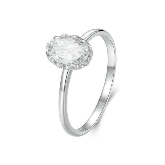 S925 Sterling Silver Plated With White Gold 1 Carat Moissanite Ring(No.6) - Rings by PMC Jewellery | Online Shopping South Africa | PMC Jewellery | Buy Now Pay Later Mobicred