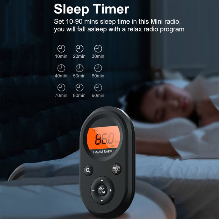M01 Mini Portable Rechargeable FM / AM Radio With Backlight(Black) - Radio Player by PMC TechLife | Online Shopping South Africa | PMC TechLife | Buy Now Pay Later Mobicred