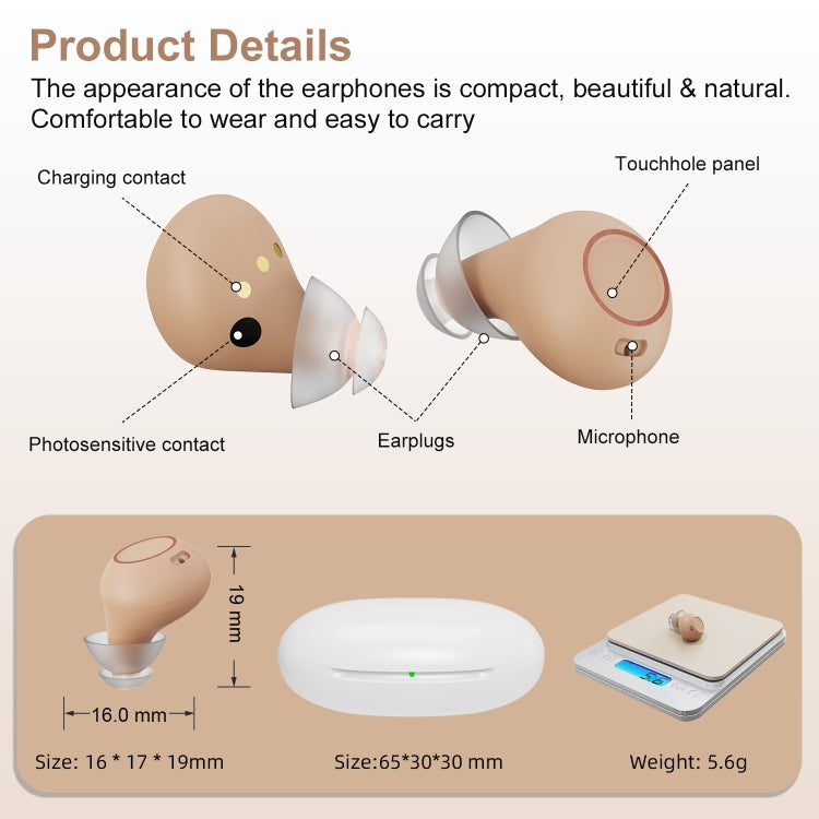 Z-26D1 Digital DSP In-ear TWS Invisible Hearing Aid Rechargeable Touch Control Sound Amplifier(Skin Color) - Hearing Aids by PMC Jewellery | Online Shopping South Africa | PMC Jewellery | Buy Now Pay Later Mobicred