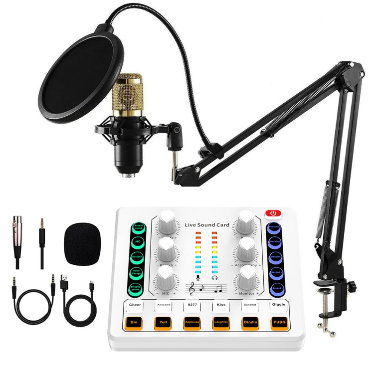 M8 Recording And Singing Live Bluetooth Sound Card Set, Color: White+Gold Cantilever - Live Sound Effects Processors by PMC Jewellery | Online Shopping South Africa | PMC Jewellery | Buy Now Pay Later Mobicred