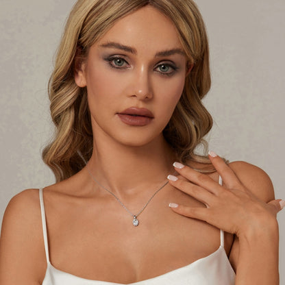 S925 Sterling Silver Platinum-plated Teardrop-shaped Moissanite Necklace(MSN035) - Necklaces & Pendants by PMC Jewellery | Online Shopping South Africa | PMC Jewellery | Buy Now Pay Later Mobicred