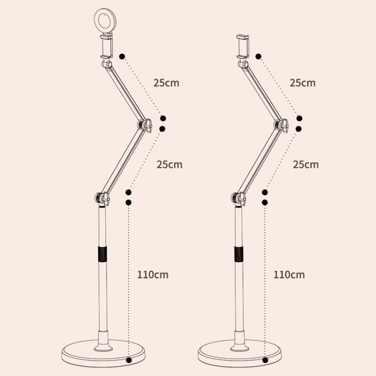 1.7m Mobile Phone Floor Stand Overhead Shooting Holder Retractable Lazy Support, Spec: With Control+Light - Stand by PMC Jewellery | Online Shopping South Africa | PMC Jewellery | Buy Now Pay Later Mobicred