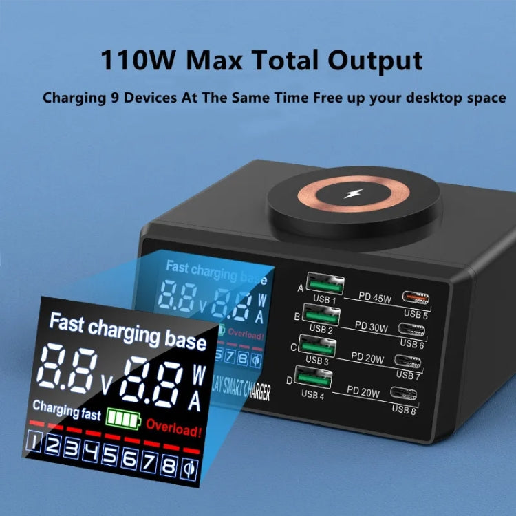 X9M 9-in-1 110W USB+PD Smart Multi-ports QI Magnetic Wireless Charger, Spec: Black AU Plug - Multifunction Charger by PMC Jewellery | Online Shopping South Africa | PMC Jewellery | Buy Now Pay Later Mobicred