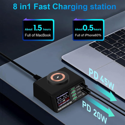 X9M 9-in-1 110W USB+PD Smart Multi-ports QI Magnetic Wireless Charger, Spec: Black AU Plug - Multifunction Charger by PMC Jewellery | Online Shopping South Africa | PMC Jewellery | Buy Now Pay Later Mobicred