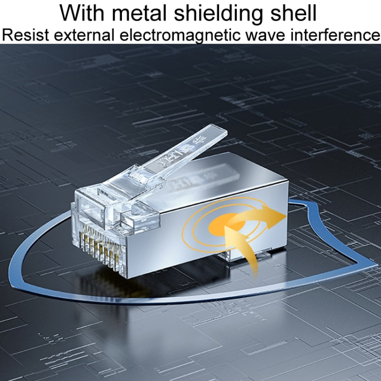 1U 100pcs / Can JINGHUA S688 Gigabit Transport Cabling Extruded Super Cat6 Dual Shield RJ45 8P8C Connector - Lan Cable and Tools by JINGHUA | Online Shopping South Africa | PMC Jewellery | Buy Now Pay Later Mobicred