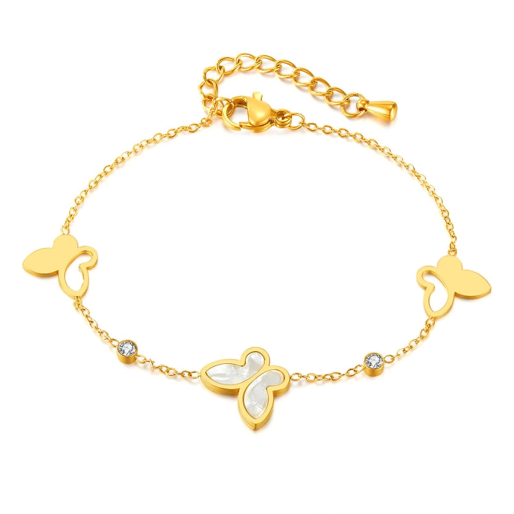 OPK GS1568 Stainless Steel Personalized Hollow Butterfly Zirconia Bracelet(Gold) - Bracelets by OPK | Online Shopping South Africa | PMC Jewellery | Buy Now Pay Later Mobicred