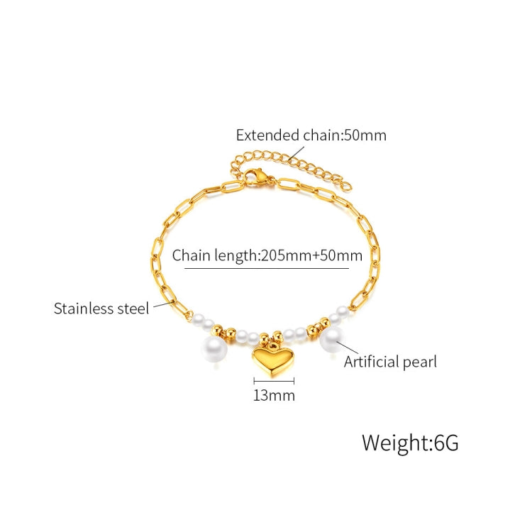 OPK GZ202 Stainless Steel Love Pearl Anklets(Gold) - Anklets by OPK | Online Shopping South Africa | PMC Jewellery | Buy Now Pay Later Mobicred