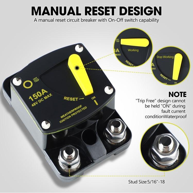 RV Yacht Manual Reset Ignition Protection Fuse Switch With Terminal Accessories, Current: 50A - Fuse by PMC Jewellery | Online Shopping South Africa | PMC Jewellery | Buy Now Pay Later Mobicred