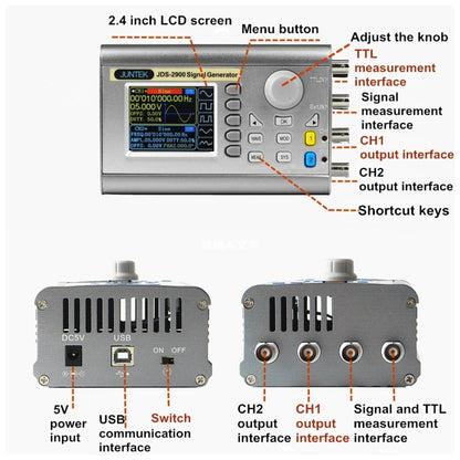 JUNTEK Programmable Dual-Channel DDS Function Arbitrary Waveform Signal Generator, Frequency: 30MHz(US Plug) - Other Tester Tool by PMC Jewellery | Online Shopping South Africa | PMC Jewellery | Buy Now Pay Later Mobicred