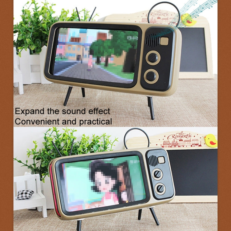 Retro Small TV Desktop Cell Phone Holder With Bluetooth Speaker Player(Orange Black) - Desktop Holder by PMc TechLife | Online Shopping South Africa | PMc TechLife | Buy Now Pay Later Mobicred