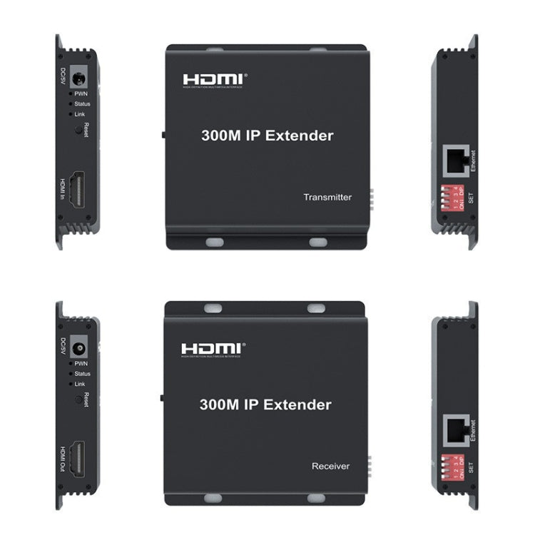 300m IP HDMI Extender HD Video Transmission, Transmitter + Receiver EU Plug(Black) - Amplifier by PMC Jewellery | Online Shopping South Africa | PMC Jewellery | Buy Now Pay Later Mobicred