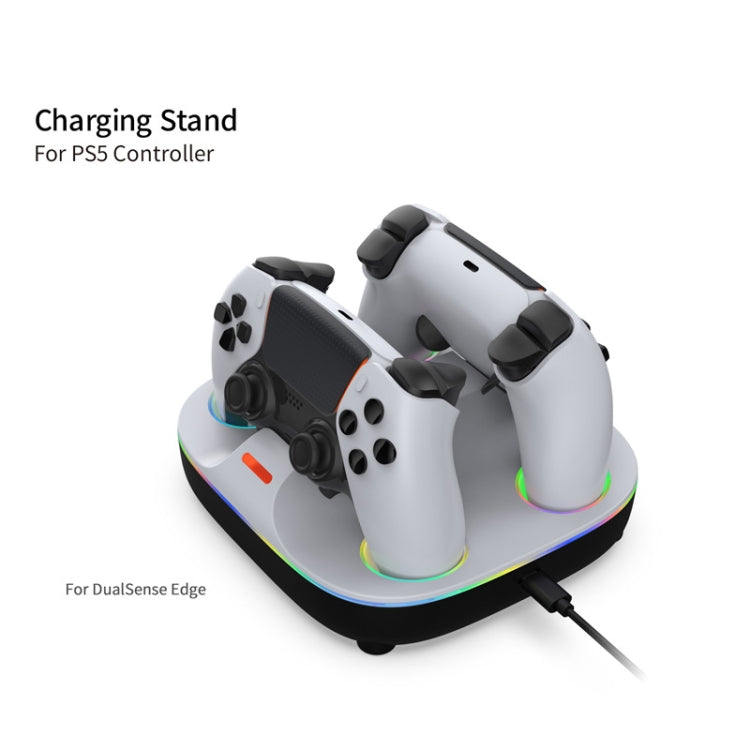 For PS5 Controller Dual Charger Charging Stand Docking Station With RGB Ambient Light(White Black) - Charger & Power by PMC Jewellery | Online Shopping South Africa | PMC Jewellery | Buy Now Pay Later Mobicred